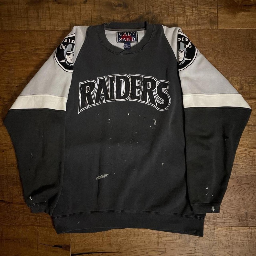Galt Sand Raiders Sweatshirt Mens L Black Vintage Distressed Paint Splatter